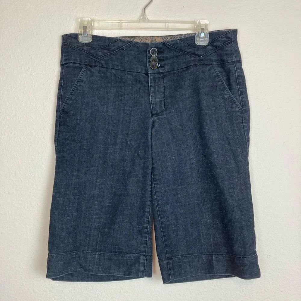 Y2K Dark Denim Bermuda Shorts w/ stretch and great detail covered buttons